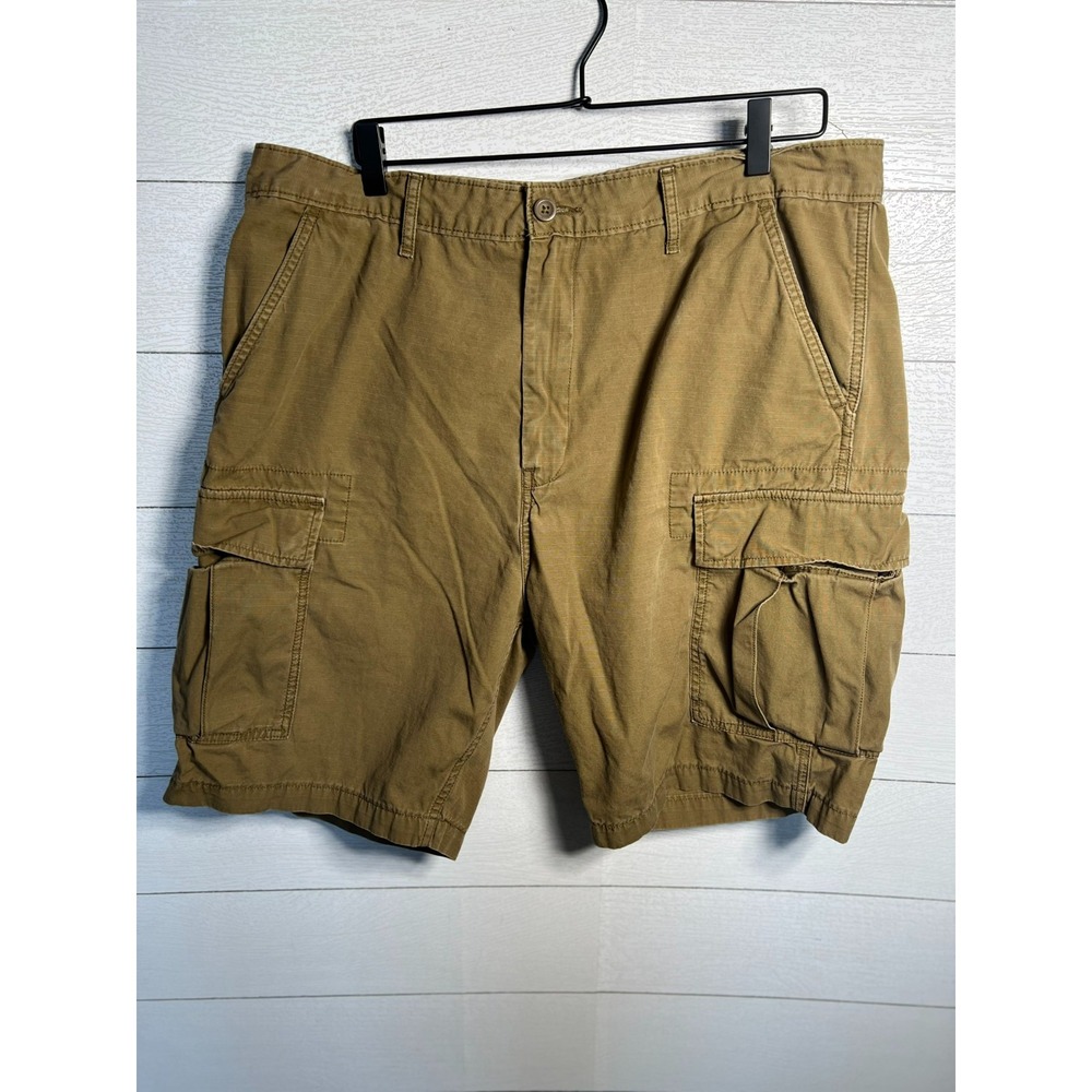 Levis Mens Size 38 Khaki Brown Cargo Shorts Zip Fly Cotton Utility W38